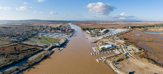 Panorama du port des cabanes de Fleury &agrave; Fleury d'aude en Occitanie.