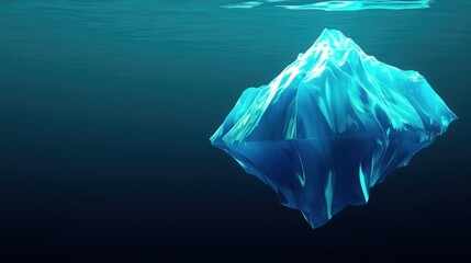 Underwater iceberg, ocean depths, glacial melting, climate change, environmental impact, nature photography, for environmental awareness campaigns