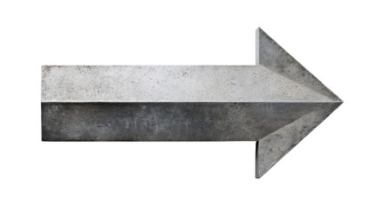 Industrial metal arrow pointing right direction symbol for guidance navigation progress and business growth concept isolated object design on White background