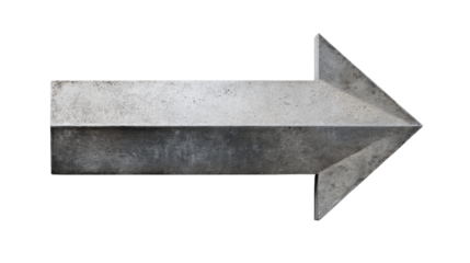 Industrial metal arrow pointing right direction symbol for guidance navigation progress and business growth concept isolated object design on White background