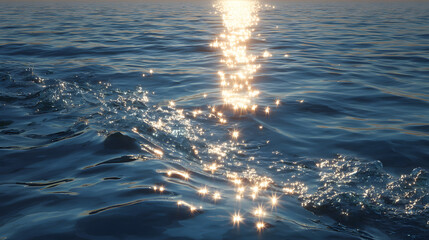 Tranquil Blue Water Surface with Sunlight Reflection
