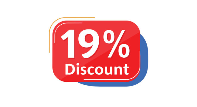 Vibrant 19% discount banner for promotional sales events and special offers
