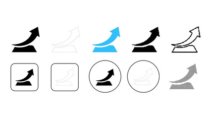 Black arrow indicating growth and continuous improvement on a white background