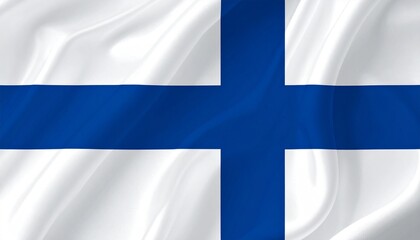"Finnish flag with blue Nordic cross on white background symbolizing purity, lakes, and national identity."