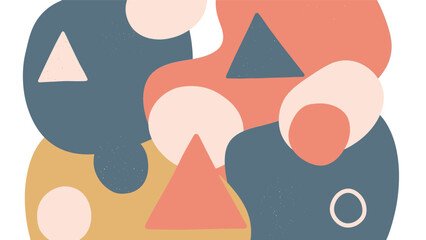 Fototapeta premium Abstract geometric shapes in various colors and forms arranged in a modern composition