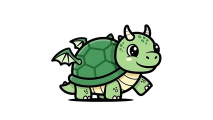 Fototapeta premium Cartoon Dragon Turtle Character Illustration.