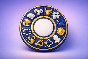 Obraz premium Colorful zodiac wheel featuring twelve astrological symbols against a soft gradient backdrop emphasizing celestial themes and the human connection to the cosmos