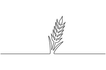 Minimalist one line drawing of wheat stalk vector art © Line Art King