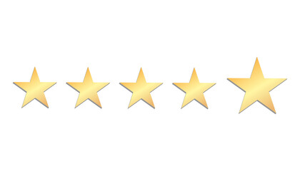 5 Star Rating PNG , Gold stars review icon row for customer feedback, satisfaction score, ecommerce product rating, service quality badge and testimonial design element