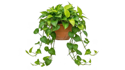 Vibrant hanging potted plant with lush green leaves