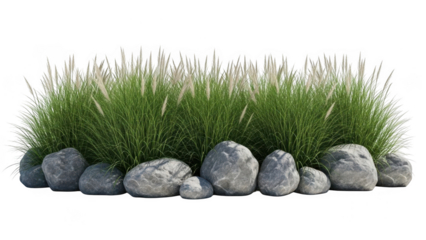 Lush green grass and grey stones arrangement