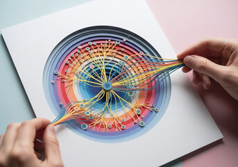 Detailed Paper Cut Art of Neural Network Data Flow Concept