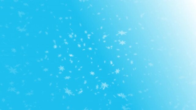 White snowflakes lit up and falling down on light blue gradient background. Abstract background for Merry Christmas, Happy Holidays, Season's greetings, Happy Valentine's day and wedding ceremony.