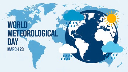 World meteorological day illustration with global weather map
