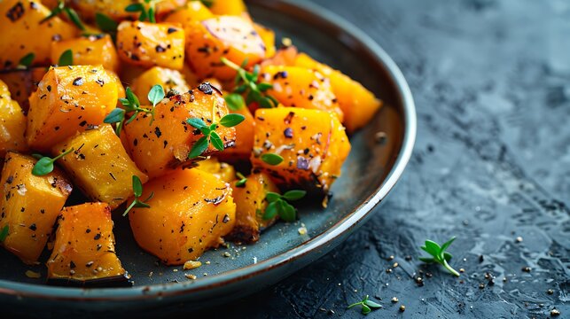 A plate of roasted butternut squash