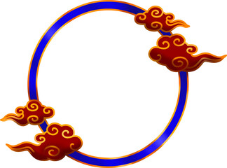 Chinese Clouds with Round Blue Frame Illustration