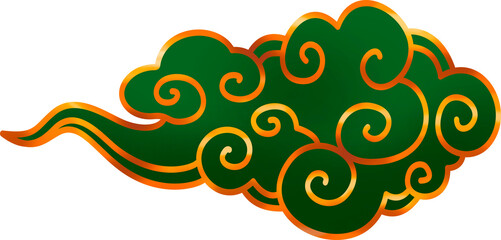 Green Chinese Swirling Cloud Ornament Illustration