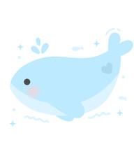 Obraz premium Whale | kawaii whale illustration | baby whale