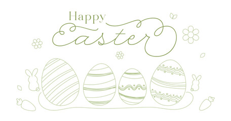 Decorative Easter Eggs Illustration with Floral Elements ? Cute Holiday Card
