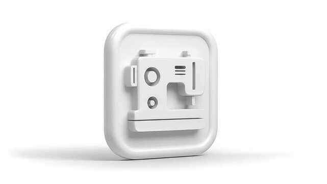 Modern Sewing Machine Icon on a White Background.