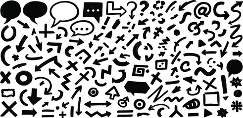 Obraz premium A collection of various black symbols emojis and punctuation marks on a white background
