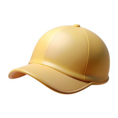 Fototapeta premium Smooth yellow plastic baseball cap with curved brim and button isolated on a transparent background