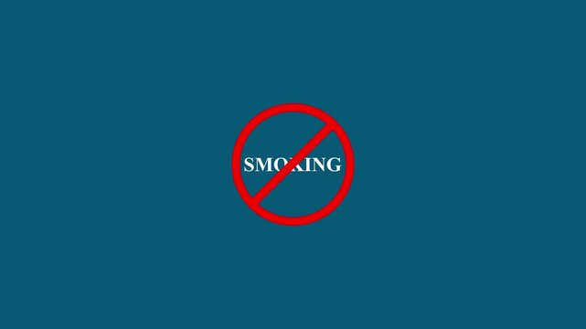 No Smoking Symbol on Black Background prohibition forbidden. Animation of no smoking mark icon and the word &ldquo;NO SMOKING'..4k video