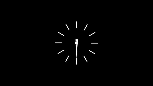 Clock icon flat style and 24 hours timer clock animation.
