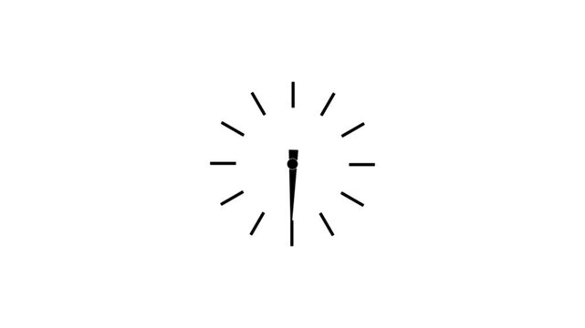 Clock spinning, watch animation on transparent background with alpha channel. Clock icon flat style 24 hours day and night fast speed with moving timer clock rotation
