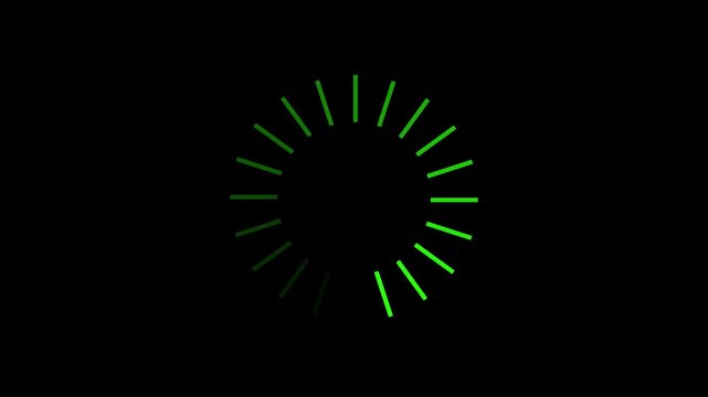 animation loading circle icon with glitch effect on black background, loading icon animation. Loading Circle Video with Glow. 4k video.