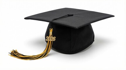 Graduation cap with tassel isolated on a white background with date of 2026