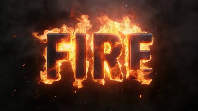 Flaming text that reads fire on a dark smoky background