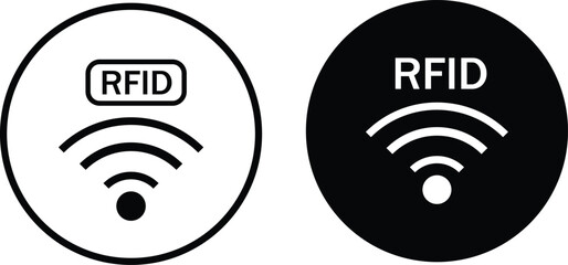 Contactless Technology Icons. RFID wireless symbol. Proximity sensor graphic design. Access control and security regulation signs

