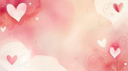 Pink heart background with white clouds and swirls