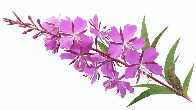 Beautiful blooming fireweed flowers in the summer season.