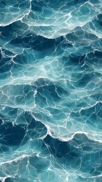 Ocean's Azure Embrace: The image captures a mesmerizing expanse of the ocean's surface, where swirling waves of turquoise and deep blue dance in a display of nature's beauty and power.