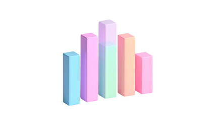 Pastel colored bar graph rising against a black background, 3D render