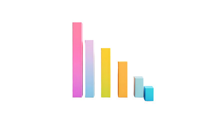 3D bar graph shows a downward trend, colorful with black background