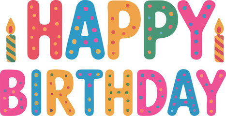  Happy birthday clipart typography design with flower logo vector white background  © mesbahul