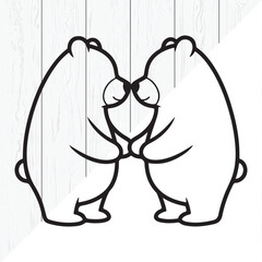 Cute Panda Couple Silhouette Love Illustration