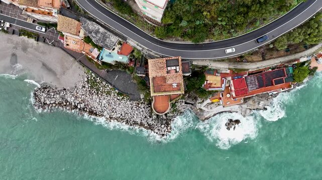 Aerial view of Cetara, a small town along the Amalfi Coast, Salerno, Campania, Italy.