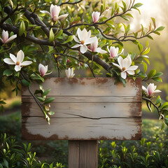 Board with beautiful white flowers
