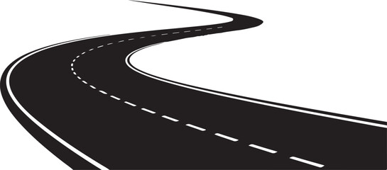 A winding road stretches into the distance depicted in a minimalist style © Suplab_Designer