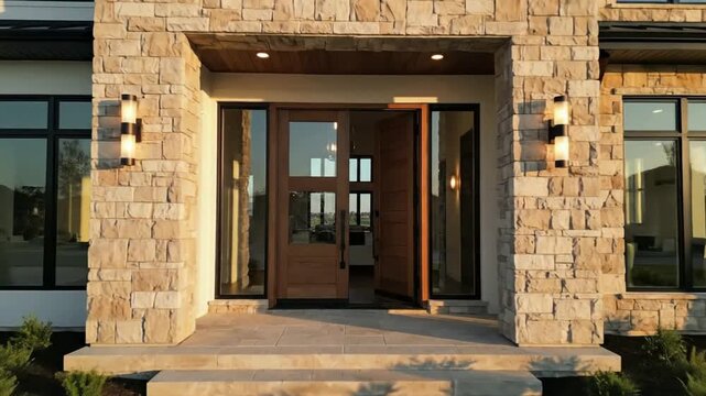 Approaching Modern Luxury Home: Elegant Exterior, Inviting Entrance. For Real Estate & Architecture.