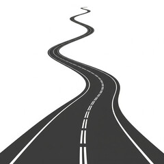 Long Curved Highway Vector Illustration with Flat Minimalist Design and White Background
