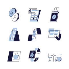 Modern Dynamic Office Work Illustration Set