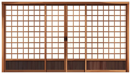 Japanese-style wooden doors with a grid pattern, showing a classic sliding door design
