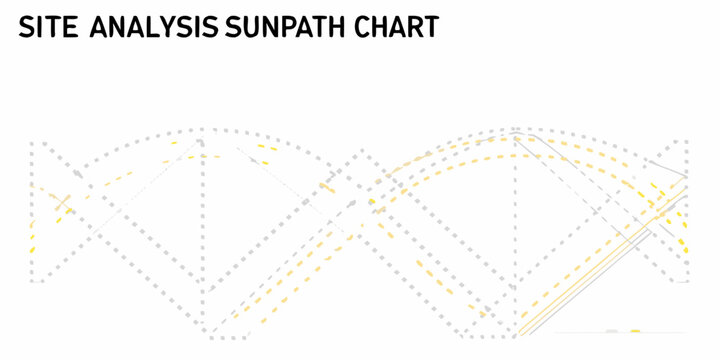 A sunpath chart displaying solar trajectory analysis for site design applications
