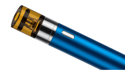 Blue electronic cigarette device isolated on transparent background