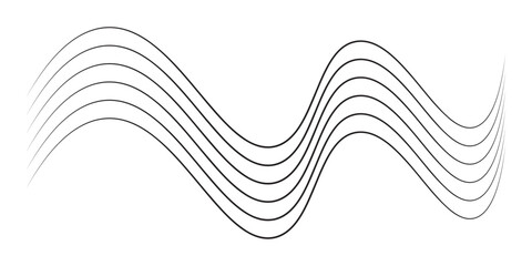 Abstract black wavy lines on white background